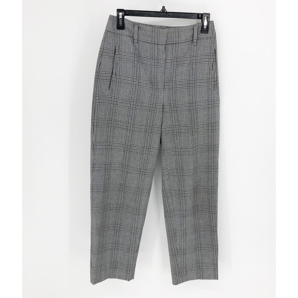 Wilfred Womens High Rise Trousers 4 Grey Plaid Straight Leg Ankle Pants - Picture 1 of 7